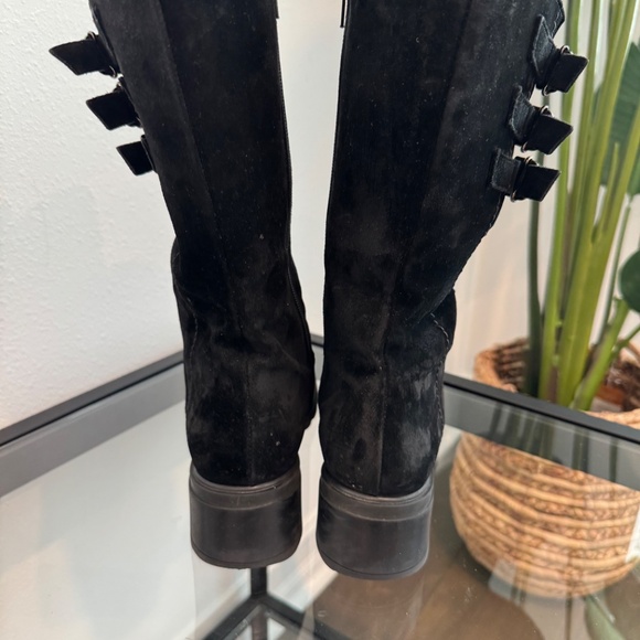 AQUATALIA BY Marvin K Black Suede Weatherproof Buckle mid calf boots 9.5 - Picture 8 of 16
